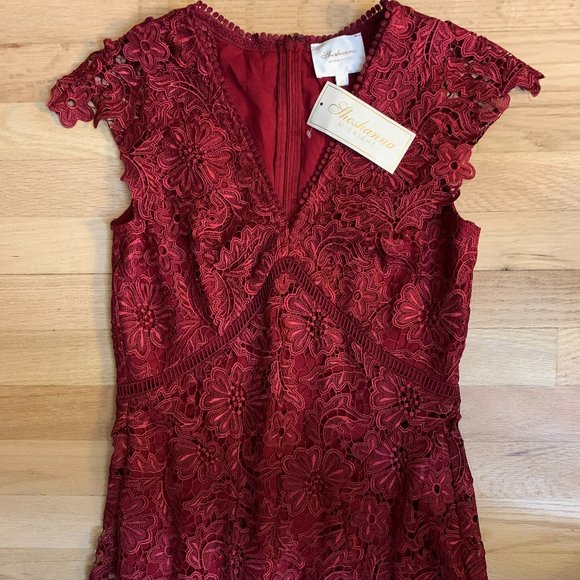 Shoshanna Midlight Red Lace Gown Sz 2 - Picture 1 of 3